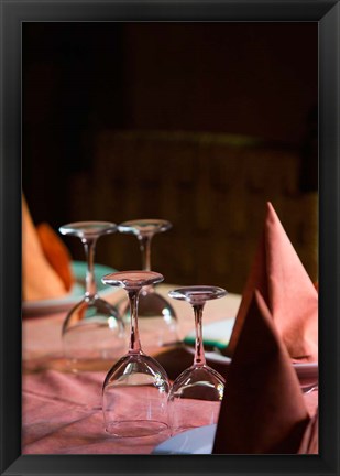 Framed MOROCCO, AGADIR, Fine Dining Room and glasses Print