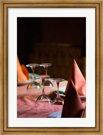 Framed MOROCCO, AGADIR, Fine Dining Room and glasses Print