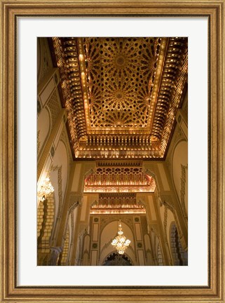 Framed Gold Ceiling, Hassan II Mosque, Casablance, Morocco Print