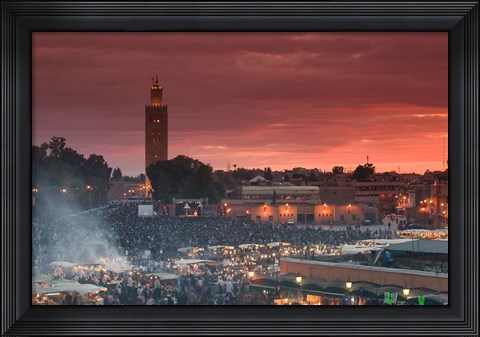 Framed Koutoubia Mosque, Djemma el-Fna Square, Marrakech, Morocco Print