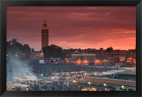 Framed Koutoubia Mosque, Djemma el-Fna Square, Marrakech, Morocco Print