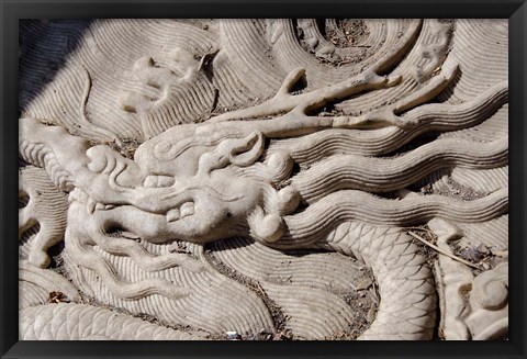 Framed Marble dragon statue, Forbidden City, Beijing, China Print