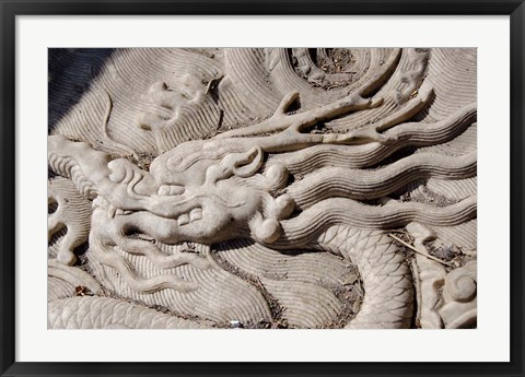 Framed Marble dragon statue, Forbidden City, Beijing, China Print