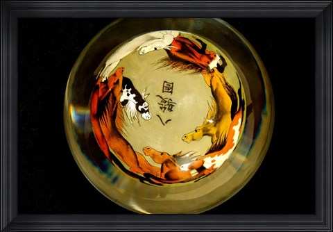 Framed Horse Globe, Chinese Handicrafts, China Print