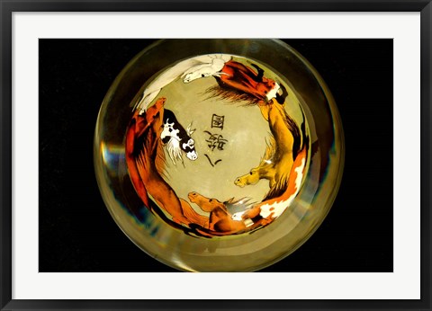 Framed Horse Globe, Chinese Handicrafts, China Print