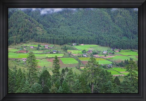 Framed Houses and Farmlands in the Phobjikha Valley, Bhutan Print
