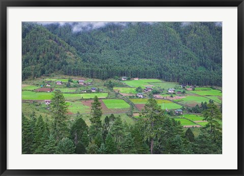 Framed Houses and Farmlands in the Phobjikha Valley, Bhutan Print