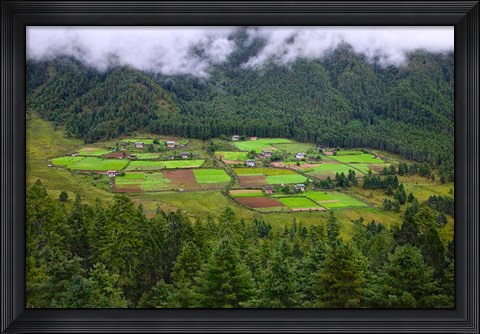 Framed Houses and Farmlands, Gangtey Village, Bhutan Print