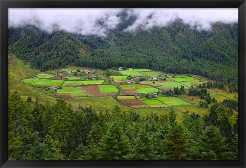 Framed Houses and Farmlands, Gangtey Village, Bhutan Print