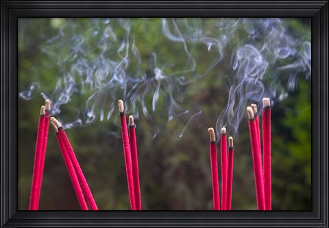 Framed Incense Burning in the Temple, Luding, Sichuan, China Print