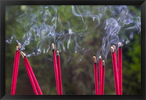 Framed Incense Burning in the Temple, Luding, Sichuan, China Print