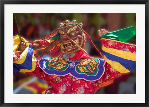 Framed Mask Dance Celebrating Tshechu Festival at Wangdue Phodrang Dzong, Wangdi, Bhutan Print