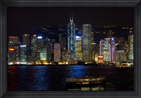 Framed Hong Kong, Victoria Harbor, city skyline Print