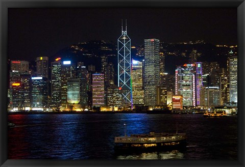 Framed Hong Kong, Victoria Harbor, city skyline Print