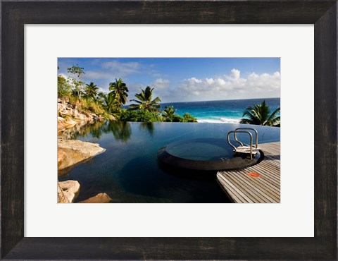 Framed Infinity pool at resort on Fregate Island, Seychelles Print