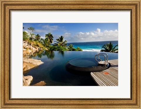Framed Infinity pool at resort on Fregate Island, Seychelles Print