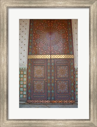 Framed Morocco, Casablanca. Royal Palace, Harem doors Print