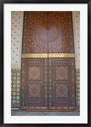 Framed Morocco, Casablanca. Royal Palace, Harem doors Print