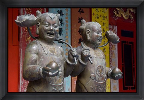 Framed Pair of statues, Goddess of Mercy temple, Repulse Bay, Hong Kong Print