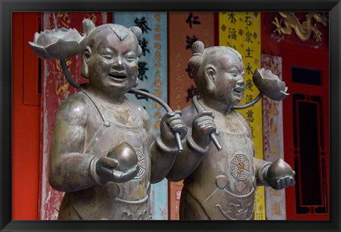 Framed Pair of statues, Goddess of Mercy temple, Repulse Bay, Hong Kong Print