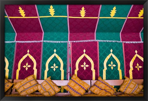 Framed Interior of Moroccan Dinner, Tent Hotel Ksar Tinsouline, Zagora, Draa Valley, Morocco Print