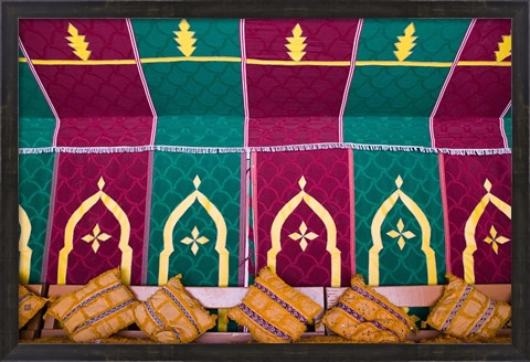 Framed Interior of Moroccan Dinner, Tent Hotel Ksar Tinsouline, Zagora, Draa Valley, Morocco Print