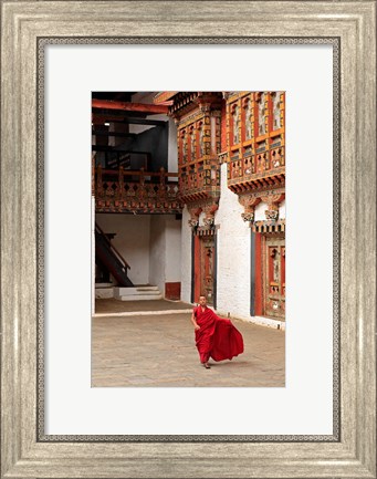 Framed Monk at Punakha Dzong, Punakha, Bhutan Print