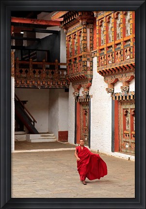 Framed Monk at Punakha Dzong, Punakha, Bhutan Print