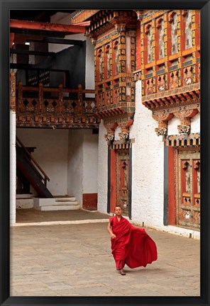 Framed Monk at Punakha Dzong, Punakha, Bhutan Print