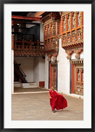Framed Monk at Punakha Dzong, Punakha, Bhutan Print