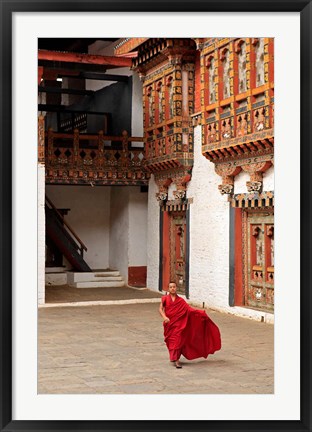 Framed Monk at Punakha Dzong, Punakha, Bhutan Print