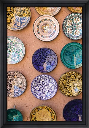 Framed Moroccan Plates, Ensemble Artisanat, Ouarzazate, South of the High Atlas, Morocco Print