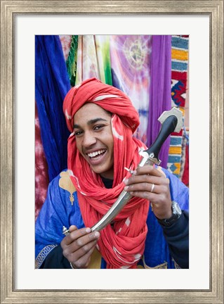 Framed Moroccan Souvenir Seller, Ait Benhaddou, South of the High Atlas, Morocco Print