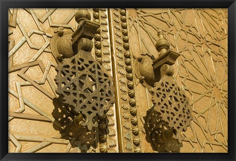 Framed MOROCCO, Fes, Jdid, Royal Palace, moorish door detail Print