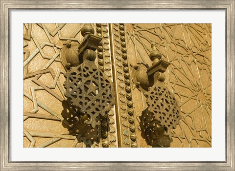 Framed MOROCCO, Fes, Jdid, Royal Palace, moorish door detail Print