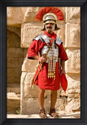 Framed Jordan, Jerash, Reenactor, Roman soldier portrait Print