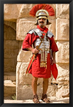 Framed Jordan, Jerash, Reenactor, Roman soldier portrait Print