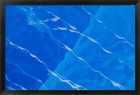 Framed Melt Ridges on Deep Blue Iceberg, Antarctic Peninsula Print