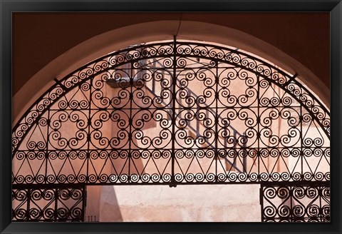 Framed Moorish architecture, iron gate Rabat medina, Morocco Print