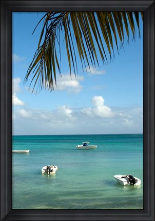 Framed Mauritius, Grand Baie, Boats anchored in Grand Baie Print