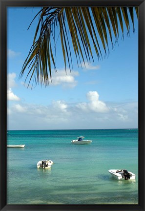 Framed Mauritius, Grand Baie, Boats anchored in Grand Baie Print