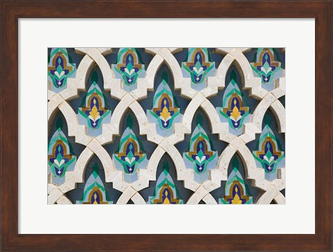 Framed MOROCCO, Hassan II Mosque, Islamic Tile Detail Print