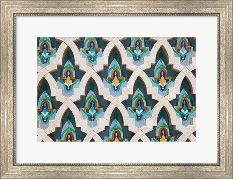 Framed MOROCCO, Hassan II Mosque, Islamic Tile Detail Print