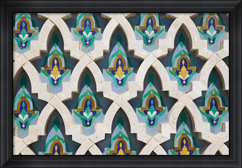 Framed MOROCCO, Hassan II Mosque, Islamic Tile Detail Print