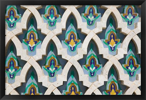 Framed MOROCCO, Hassan II Mosque, Islamic Tile Detail Print