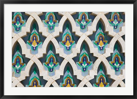 Framed MOROCCO, Hassan II Mosque, Islamic Tile Detail Print