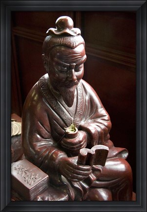 Framed Lu Yu statue, Shanghai&#39;s Lu Gardens Bazaar teahouse Print