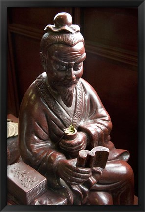 Framed Lu Yu statue, Shanghai&#39;s Lu Gardens Bazaar teahouse Print