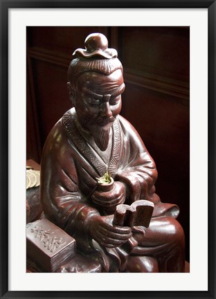 Framed Lu Yu statue, Shanghai&#39;s Lu Gardens Bazaar teahouse Print