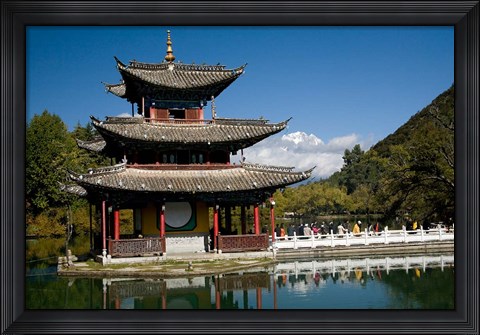 Framed Marble Bridge to Pagoda, Yunnan, China Print